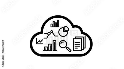 Vector illustration of a hand silhouette holding a microphone symbol representing a cloud computing technology icon for web communication and data network connection
