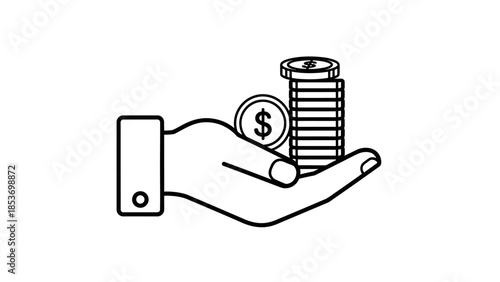 Vector hand icon and retro suitcase illustration set featuring a vintage camera and travel equipment symbols in a cartoon business design