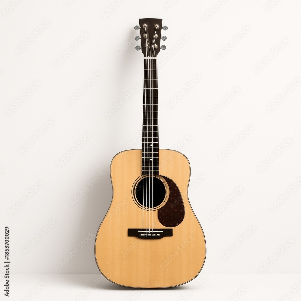 Obraz premium A guitar accoustic with wooden accent isolated background