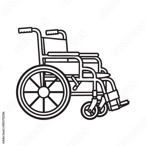 Line Drawing of a Wheelchair on Transparent Background