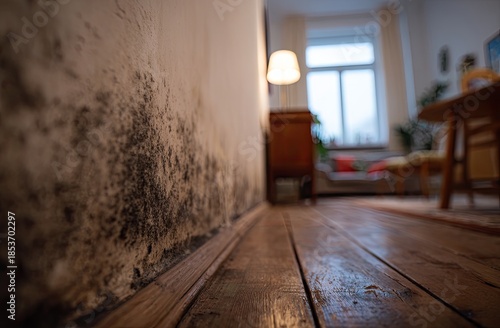 Wallpaper Mural Close up on mold growth on a wall in a dimly lit room Torontodigital.ca