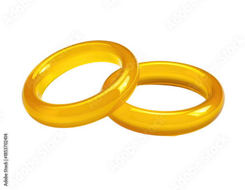 Two shiny, golden rings slightly overlapping, on a black background