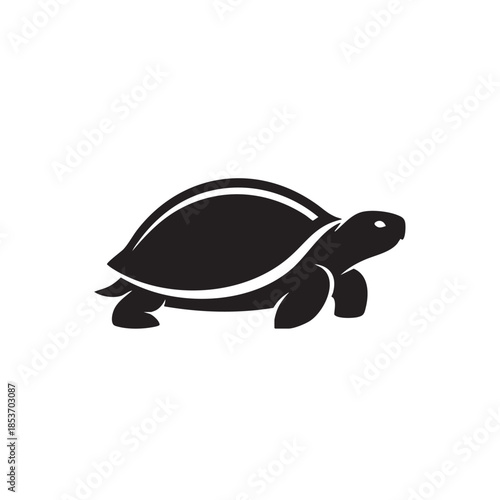 Stylized black turtle illustration isolated on transparent background