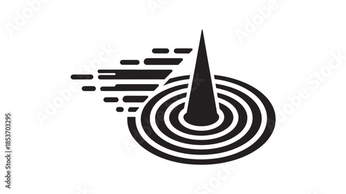 a striking black and white graphic depicts a target with concentric rings and a dynamic arrow piercing it