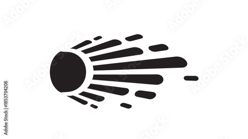 a simple black and white illustration depicts a radiating shape resembling a sunburst or stylized explosion creating a dynamic visual