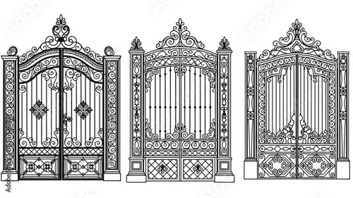 Elegant wrought iron gates a detailed illustration of ornamental designs