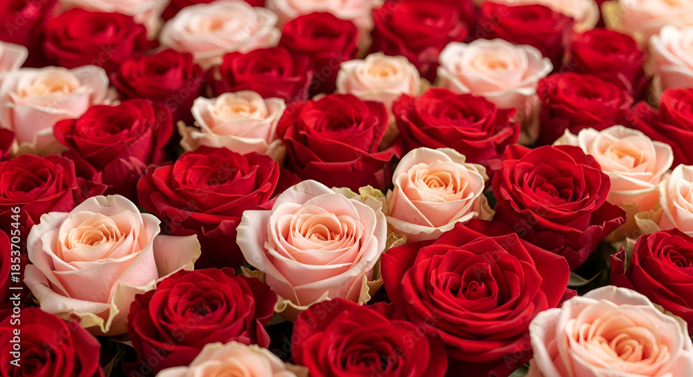 Fototapeta premium Red rose flower with green leaves isolated on white background, realistic floral vector illustration