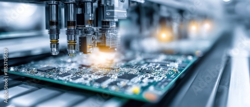 Circuit board assembly process with machinery technology concept