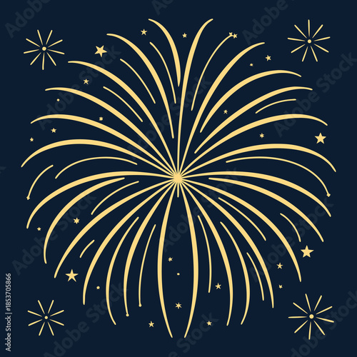 Gold fireworks explosion vector background with congratulations confetti, festive clipart for Xmas, New Year, holidays, birthdays, victory, and party banners.