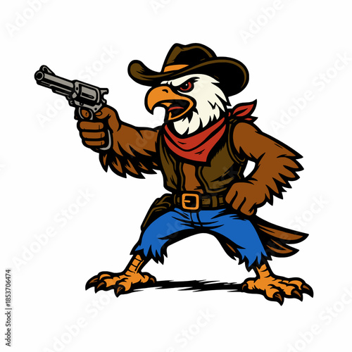 Eagle Cowboy Mascot Vector Illustration