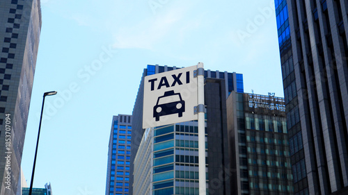 Taxi stand Sign on the street at Tokyo,Japan 2023 Oct.29