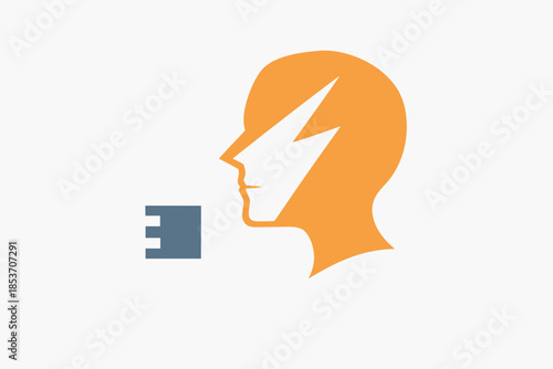 Minimalist Profile Icon with a Lightning Bolt Symbol, Representing Fast Administration, Quick User Action, or High Performance.