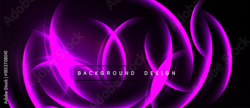 Abstract purple design. Flowing lines create dynamic, modern visual effect. Dark background emphasizes bright curves, gradients.