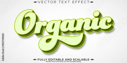 Organic green text effect, editable natural and fruit text style