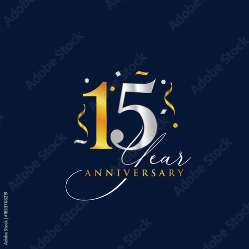 golden premium anniversary 15 year design template