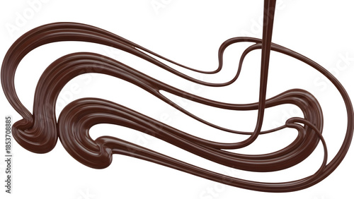 Abstract chocolate swirl, isolated on transparent background