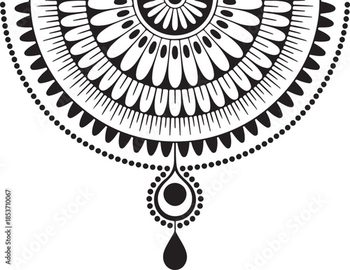 Intricate black and white mandala