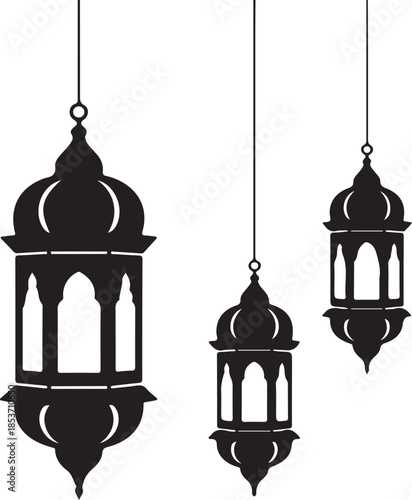 Silhouettes of hanging lanterns