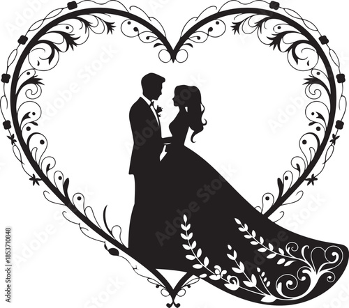 Couple dancing in heart frame