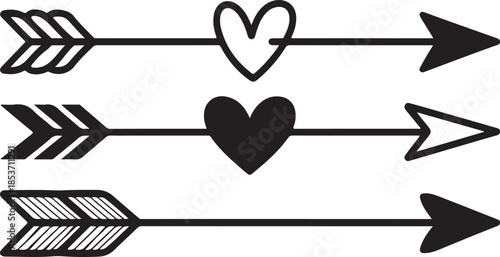 Arrows with heart symbols