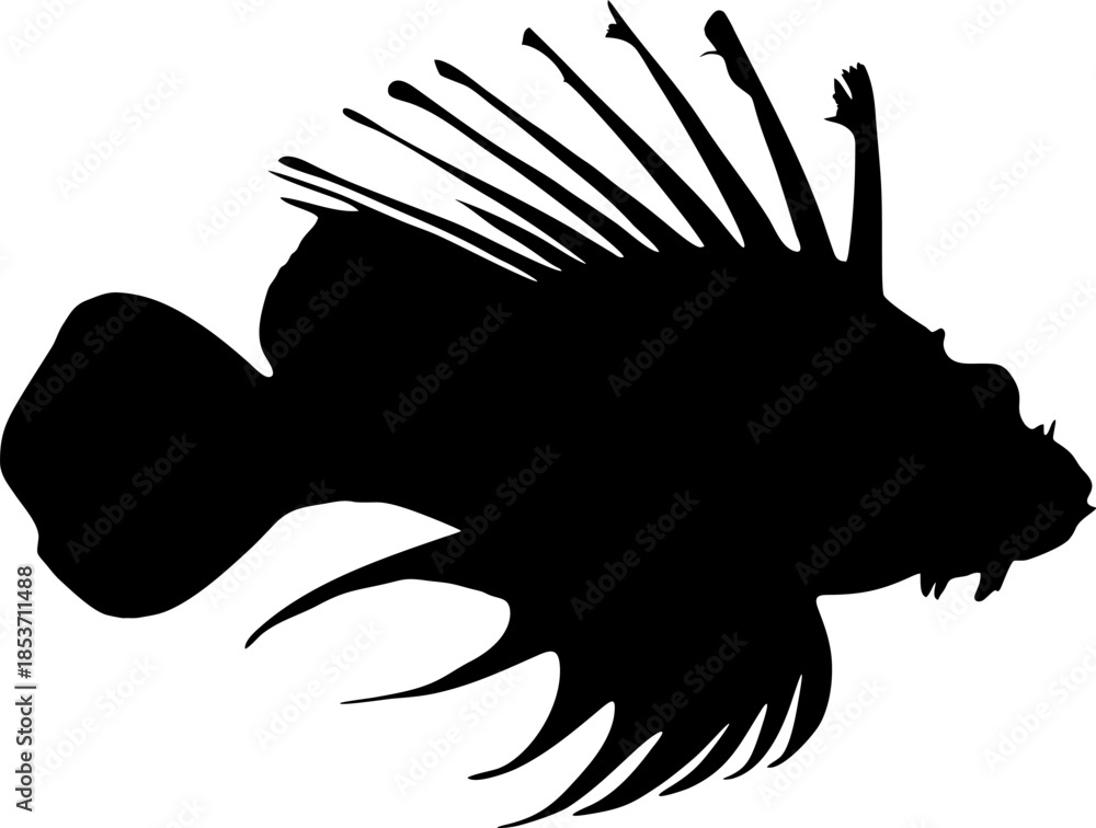 Obraz premium lionfish silhouette vector isolated on transparent background