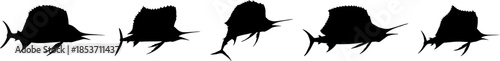 set of sailfish silhouette vector