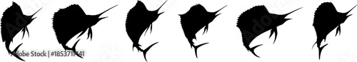 set of sailfish silhouette collection vector isolated on transparent background