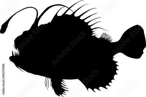 Deep Sea Anglerfish Silhouette Vector
