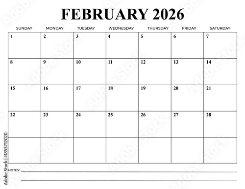 Wallpaper Mural February Month office calendar 2026 Torontodigital.ca