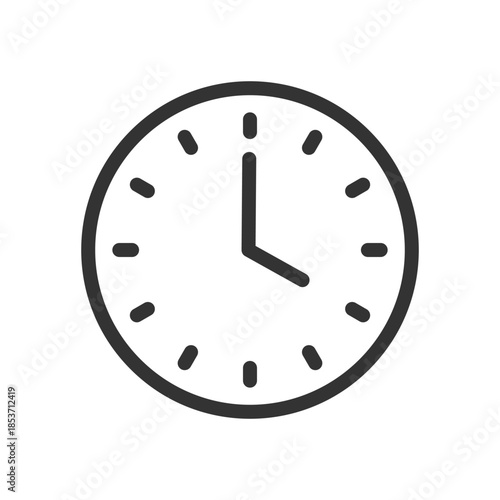 Outline clock timer icon simple flat style design.