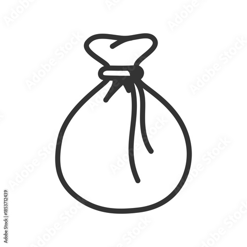 Outline money bag icon isolated flat style design.