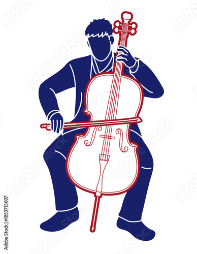 Cello Musician Orchestra Instrument Cartoon Graphic Vector