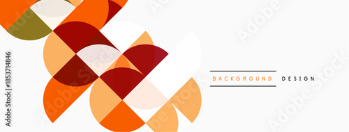 Abstract geometric pattern. Orange, red, beige circles overlap creating modern visual effect. Clean design suitable for backgrounds.