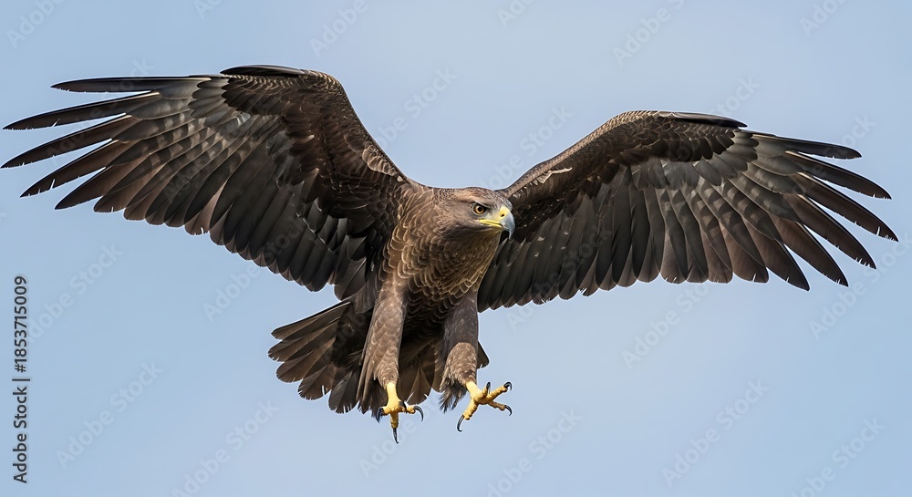 Obraz premium Bird of Prey Flying in Clear Sky.