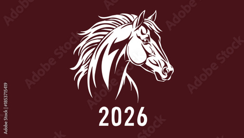 Majestic horse head silhouette for year 2026 graphic design and zodiac symbol vector illustration