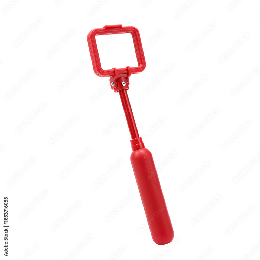 Fototapeta premium Red extendable selfie stick with phone holder
