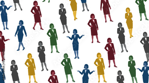Colorful Businesswomen Silhouettes on a Black Background representing Diversity and Professional Attire