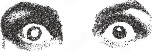Eye retro y2k stipple design vision halftone brutalist urban vector png with clear background, iris 2000s photocopy grunge tattoo gen z effect