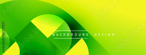 Abstract green yellow gradient shapes overlap. Modern design elements create dynamic visual effect. Background text reads background design.