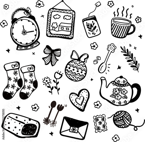 hand drawn of winter elements collection.eps