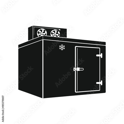 Black and white icon of commercial refrigeration unit