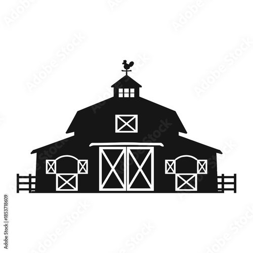 silhouette of traditional barn silhouette