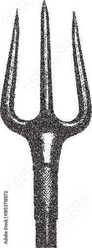 Trident retro y2k stipple design weapon halftone brutalist urban vector png with clear background, sea 2000s photocopy grunge tattoo gen z effect