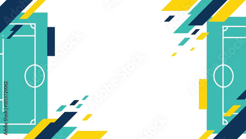 Dynamic abstract soccer pitch design with graphic elements for sports background
