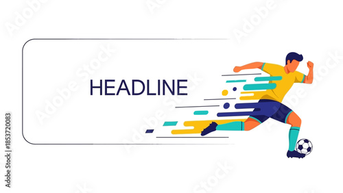 Dynamic Soccer Player in Action with Ball, Speed Motion Graphic Design Template