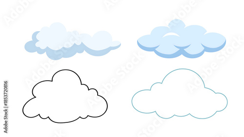 Minimal Cloud Icon Set – Weather, Storage & UI Vector Symbols