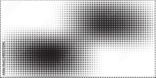 Black and white halftone texture. Circle halftone. Round dotworkd istressed dotted vector background.