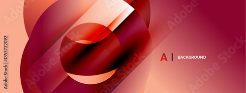 Abstract design features flowing red shapes, peach tones, gradient background. Modern aesthetic, dynamic composition, visual appeal.