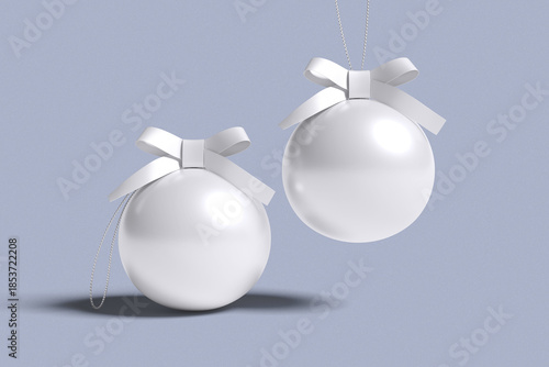christmas ball for mockup design with blue background