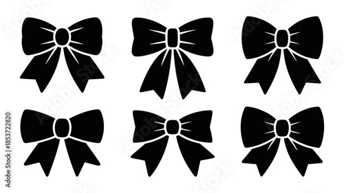 Collection of various black bow designs for decorative purposes
